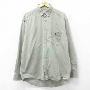 XL/古着 ダックヘッド 長袖 シャツ メンズ 90s ロング丈 コットン ボタンダウン グレー系 23oct31 中古 トップス