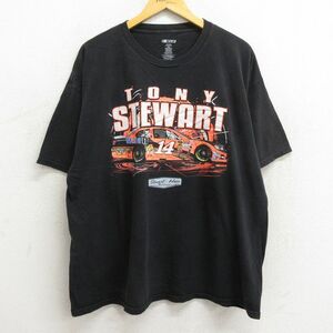 XL/古着 半袖 Tシャツ メンズ NASCAR レーシングカー トニースチュワート 大きいサイズ コットン クルーネック 黒 ブラック 23jun19 中