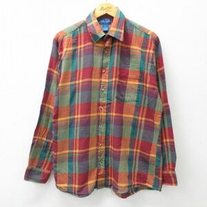 XL/古着 タウンクラフト 長袖 フランネル シャツ メンズ 90s コットン エンジ他 チェック 23oct31 中古 トップス