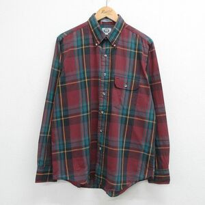 XL/古着 長袖 シャツ メンズ 80s ボタンダウン エンジ他 チェック 23aug28 中古 トップス