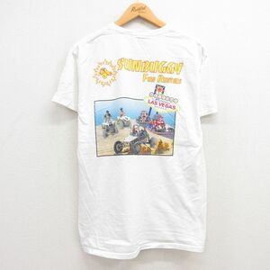 L/古着 ヘインズ 半袖 Tシャツ メンズ SUNBUGGY ラスベガス コットン クルーネック 白 ホワイト 23jul26 中古