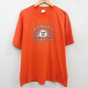 XL/古着 半袖 ビンテージ Tシャツ メンズ 00s フリーメイソン シュライナー バイク 大きいサイズ クルーネック オレンジ spe 23aug04