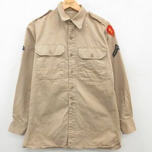 M/古着 長袖 ビンテージ ミリタリー シャツ メンズ 60s コットン ベージュ カーキ 23mar01 中古 トップス