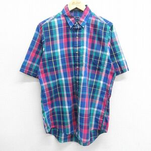 L/古着 GANT 半袖 シャツ メンズ 90s ボタンダウン 紺他 ネイビー チェック 23sep01 中古 トップス