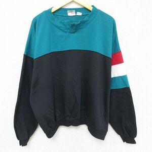 XL/古着 長袖 スウェット メンズ 90s USAオリンピック マルチカラー 大きいサイズ クルーネック 黒他 ブラック 23sep08 中古 スエット