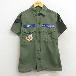 S/ old clothes short sleeves Vintage military shirt men's 60s US Air Force . green green 23apr05 used tops 