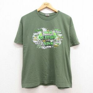 XL/古着 半袖 Tシャツ メンズ BRIZZARD BASH 企業広告 コットン クルーネック 緑 グリーン 23jun01 中古