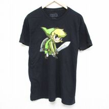 XL/古着 半袖 Tシャツ メンズ ゲーム ニンテンドー ゼルダの伝説 リンク コットン クルーネック 黒 ブラック 23jun15 中古_画像1