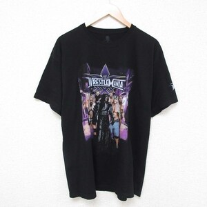 XL/古着 半袖 Tシャツ メンズ ワールドプロレスリング レッスルマニア ジョンシナ クルーネック 黒 ブラック 23jun27 中古