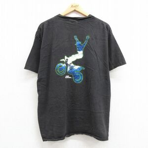 XL/古着 ノーフィア 半袖 ビンテージ Tシャツ メンズ 00s バイク 大きいサイズ コットン クルーネック 黒 ブラック 23jun14 中古