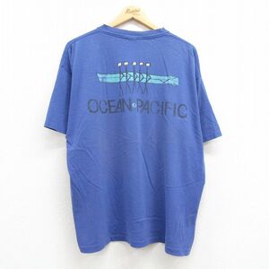 XL/古着 オーシャンパシフィック OP 半袖 ビンテージ Tシャツ メンズ 90s サーフボード 大きいサイズ クルーネック 青紫系 23jun22 中