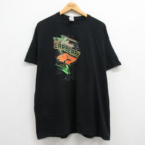 XL/古着 半袖 Tシャツ メンズ アダムカーベリー レーシングカー 大きいサイズ コットン クルーネック 黒 ブラック 23jul01 中古