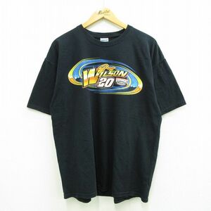 XL/古着 半袖 ビンテージ Tシャツ メンズ 00s レーシングカー グレッグ ウィルソン コットン クルーネック 黒 ブラック 23jul22 中古