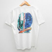 L/古着 スピード SPEEDO 半袖 ビンテージ Tシャツ メンズ 90s ビッグロゴ ウインドサーフィン コットン クルーネック 白 ホワイト spe_画像1