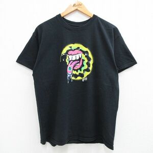 L/古着 ネフ NEFF 半袖 Tシャツ メンズ 唇 コットン クルーネック 黒 ブラック 23sep13 中古