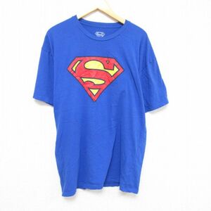 XL/古着 半袖 Tシャツ メンズ DCコミックス スーパーマン コットン クルーネック 青 ブルー 23apr07 中古