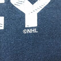 古着 リーボック 半袖 Tシャツ キッズ ボーイズ 子供服 NHL バッファローセイバーズ コットン クルーネック 紺 ネイビー アイスホッケ_画像3