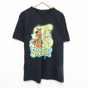 XL/古着 半袖 Tシャツ メンズ アニメ スクービードゥー シャギー 大きいサイズ コットン クルーネック 黒 ブラック 23jun16 中古