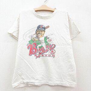 古着 半袖 ビンテージ Tシャツ キッズ ボーイズ 子供服 80s MLB ボストンレッドソックス ウェイドボッグス 26 クルーネック 白 ホワイ