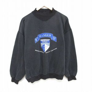 XL/古着 ビューグルボーイ 長袖 スウェット メンズ 90s 大きいサイズ モックネック ハイネック 黒 ブラック 23nov08 中古 スエット ト