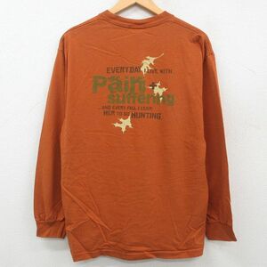 L/古着 長袖 ビンテージ Tシャツ メンズ 00s LIVE TO HUNT コットン クルーネック 茶 ブラウン 23may26 中古