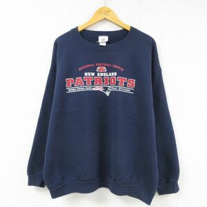 XL/古着 長袖 スウェット メンズ 00s NFL ニューイングランドペイトリオッツ 紺 ネイビー アメフト スーパーボウル 23jun01 中古 スエ