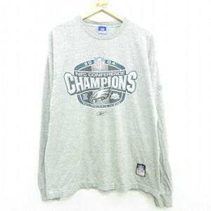 XL/古着 リーボック 長袖 ビンテージ Tシャツ メンズ 00s NFL フィラデルフィアイーグルス 大きいサイズ クルーネック グレー 霜降り