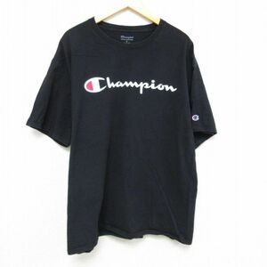 XL/古着 チャンピオン Champion 半袖 ブランド Tシャツ メンズ ビッグロゴ 大きいサイズ クルーネック 黒 ブラック 23apr01 中古