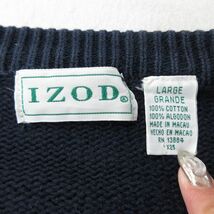 XL/古着 IZOD 長袖 ブランド セーター メンズ 90s ビッグロゴ ゴルフ 刺繍 コットン クルーネック 紺 ネイビー 23oct17 中古 ニット ト_画像3