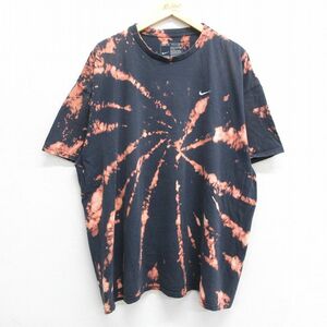 XL/古着 ナイキ NIKE 半袖 ブランド Tシャツ メンズ ワンポイントロゴ 大きいサイズ コットン クルーネック 黒 ブラック 23sep07 中古