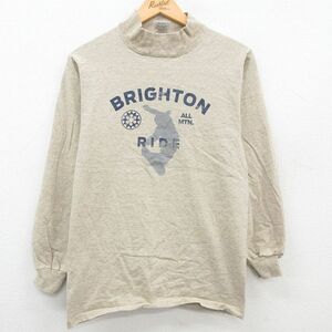 M/古着 SDI 長袖 ビンテージ Tシャツ メンズ 90s BRIGHTON スノーボード コットン ハイネック モックネック グレー系他 霜降り 23aug26