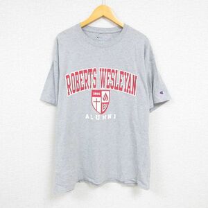 XL/古着 チャンピオン Champion 半袖 ブランド Tシャツ メンズ ロバーツウェスリアン 大きいサイズ クルーネック グレー 霜降り 23mar2