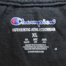 XL/古着 チャンピオン Champion 半袖 ブランド Tシャツ メンズ ワンポイントロゴ 大きいサイズ コットン クルーネック 黒 ブラック 23a_画像3