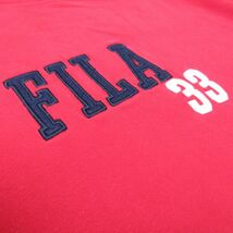 XL/古着 フィラ FILA 半袖 ブランド Tシャツ メンズ ビッグロゴ 刺繍 コットン クルーネック 赤 レッド 23aug26 中古_画像2