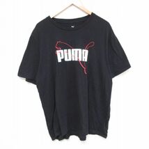 XL/古着 プーマ puma 半袖 ブランド Tシャツ メンズ ビックロゴ 大きいサイズ コットン クルーネック 黒 ブラック 23aug19 中古_画像1