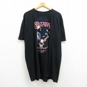 XL/古着 半袖 ロック バンド Tシャツ メンズ サンタナ 大きいサイズ ロング丈 クルーネック 黒 ブラック 22jun01 中古