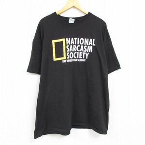 XL/古着 半袖 Tシャツ メンズ NATIONAL 大きいサイズ コットン クルーネック 黒 ブラック 23mar31 中古