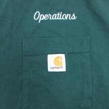 XL/古着 カーハート Carhartt 半袖 ブランド Tシャツ メンズ ワンポイントロゴ 胸ポケット付き 大きいサイズ コットン クルーネック 緑_画像2