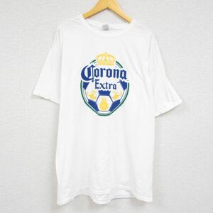 XL/古着 半袖 Tシャツ メンズ コロナ ビール 大きいサイズ ロング丈 コットン クルーネック 白 ホワイト 23may16 中古