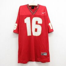 古着 ナイキ NIKE 半袖 ビンテージ フットボール Tシャツ キッズ ボーイズ 子供服 00s 16 メッシュ地 Vネック 赤他 レッド ユニフォー_画像1