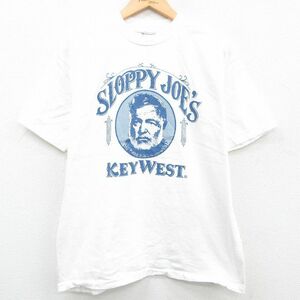 L/古着 半袖 ビンテージ Tシャツ メンズ 90s 男性 SLOPPY キーウエスト コットン クルーネック 白 ホワイト spe 23apr03 中古