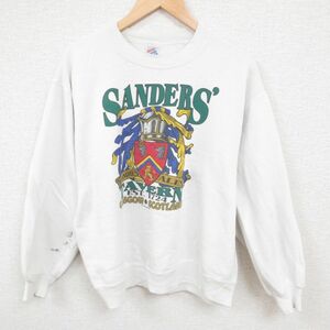 L/古着 ジャージーズ 長袖 スウェット メンズ 90s サンダース タバーン クルーネック 白 ホワイト 23oct23 中古 スエット トレーナー