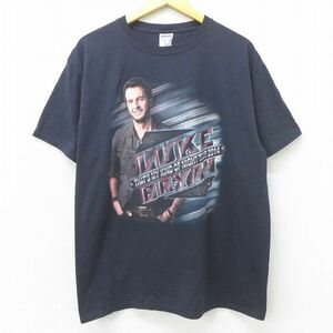 L/古着 半袖 ロック バンド Tシャツ メンズ ルークブライアン クルーネック 黒 ブラック 22mar17 中古