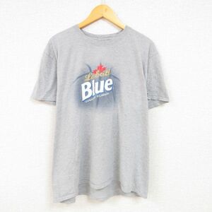 XL/古着 半袖 Tシャツ メンズ ラバットブルー ビール クルーネック グレー 霜降り 23mar27 中古