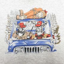 XL/古着 半袖 ビンテージ Tシャツ メンズ 80s トナカイ 車 クルーネック 薄グレー 霜降り 23mar17 中古_画像2