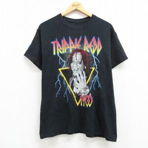 L/古着 半袖 ロック バンド Tシャツ メンズ トリッピーレッド コットン クルーネック 黒 ブラック 23may12 中古