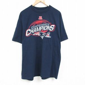 XL/Используемая одежда с коротким рукавом T -For Men NFL NFL NEW ENGLAND PATRIOTS Большой размер хлопковой экипаж.