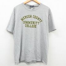 XL/古着 ジャンスポーツ 半袖 ビンテージ Tシャツ メンズ 00s MERCER COUNTY カレッジ クルーネック グレー 霜降り 23apr07 中古_画像1