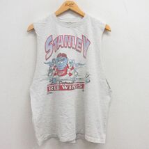 XL/古着 ビンテージ ノースリーブ Tシャツ メンズ 90s NHL デトロイトレッドウィングス クルーネック 薄グレー 霜降り アイスホッケー_画像1