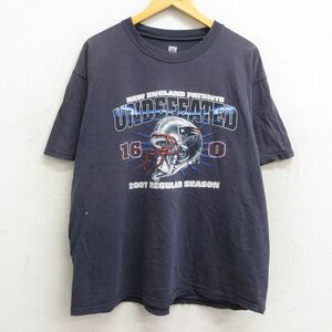 XL/古着 半袖 ビンテージ Tシャツ メンズ 00s NFL ニューイングランドペイトリオッツ 大きいサイズ コットン クルーネック 紺 ネイビー